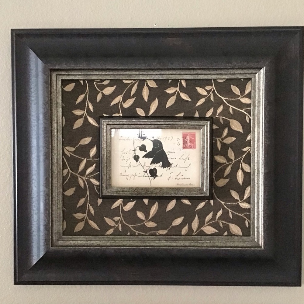 Hummingbird Silhouette Post Card Picture Nancy Shumaker Pallan Art Brown 16x18” - Picture 6 of 8